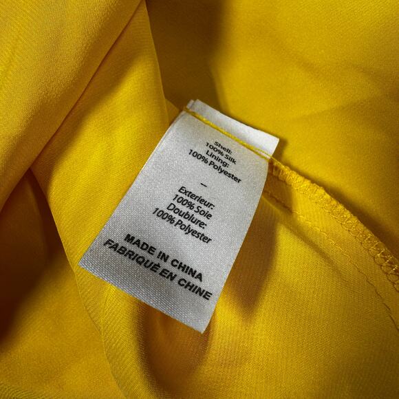 Cinq A Sept Flutter Sleeve Yellow Silk Blouse Women's Size XS New Without Tags - Picture 8 of 10
